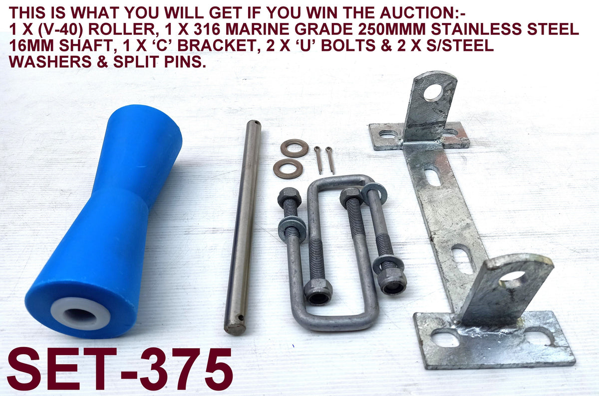 KEEL ROLLER WITH 'C' BRACKET + "U" BOLTS FOR BOAT TRAILERS. BOAT