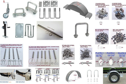 JOCKEY WHEEL, JOCKEY STAND, PINS, SHAFT, MUDGUARD, STAINLESS WASHERS, SPLIT PIN  FISHPLATE, U BOLTS, TRAILER ACCESSORIES, BOAT TRAILER PARTS, MUDGUARD FOR TRAILERS