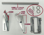 KEEL ROLLER POLYETHYLENE + 3 HOLE BRACKET + END CAPS WITH 16MM SHAFT