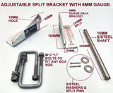 TRAILER KEEL ROLLER WITH SPLIT BRACKET, 'U' BOLTS & 16MM SHAFT FOR BOAT TRAILERS