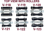 KEEL POLYURATHANE ROLLERS 200MM LONG + 3 HOLE BRACKET + END CAPS WITH19MM SHAFT