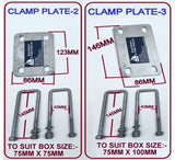 4 Hole Wobble Roller Clamp Plate With M10 x U Bolt for boat Trailers