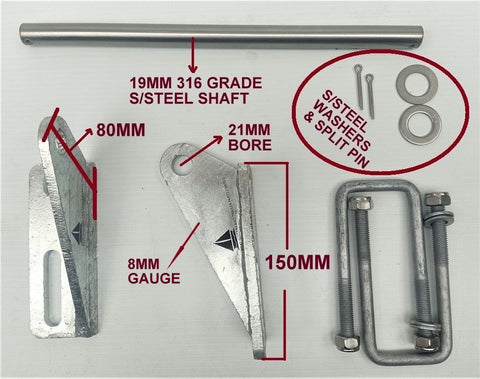 Keel Roller Super Heavy-Duty 3 Hole Bracket For Boat Trailers With 16mm Shaft.