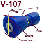 KEEL ROLLER- 200MM  POLYETHYLENE BOAT ROLLERS + 'C' BRACKET + 19MM SHAFT