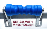 KEEL ROLLER- 200MM POLYETHYLENE BOAT ROLLERS + BRACKET +'U' BOLT + 19MM SHAFT