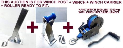 WINCH POST(100MM X 100MM) + WINCH CARRIER + WINCH(3000LBS) OR 1360KG WITH SNUB FOR BOAT TRAILERS FOR MEDIUM TO LARGE BOAT