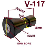 KEEL ROLLERS- 200MM POLYURETHANE ROLLER + 'C' BRACKET + 16MM SHAFT FOR BOAT TRAILER