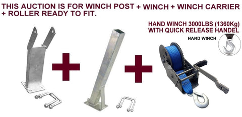 WINCH POST (70MM X 70MM)& CARRIER + 3000LBS OR (1360KG) WINCH FOR BOAT TRAILERS.