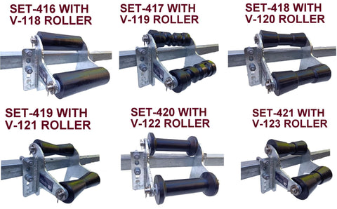 BOAT KEEL ROLLER-POLYURETHANE ROLLERS WITH UP LIFT BRACKET & 19MM S/STEEL SHAFT.