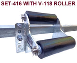 BOAT KEEL ROLLER-POLYURETHANE ROLLERS WITH UP LIFT BRACKET & 19MM S/STEEL SHAFT.