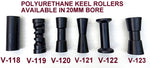 BOAT TRAILER GLIDER KIT - SELF CENTRING KIT -1 OR KIT-2 WITH POLYURETHANE ROLLER AND 19MM SHAFT  & 3 -HOLE BRACKET FOR LARGE AND MEDIUM BOATS.