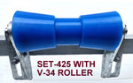 KEEL POLYETHYLENE ROLLER WITH 3-HOLE BRACKET, 'U' BOLTS & 16MM SHAFT TO SUIT