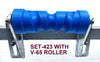 KEEL POLYETHYLENE ROLLER WITH 3-HOLE BRACKET, 'U' BOLTS & 16MM SHAFT TO SUIT