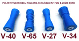 KEEL POLYETHYLENE ROLLER WITH 3-HOLE BRACKET, 'U' BOLTS & 16MM SHAFT TO SUIT