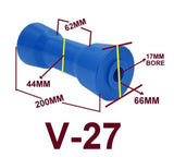 KEEL POLYETHYLENE ROLLER WITH 3-HOLE BRACKET, 'U' BOLTS & 16MM SHAFT TO SUIT