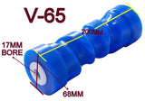 KEEL POLYETHYLENE ROLLER WITH 3-HOLE BRACKET, 'U' BOLTS & 16MM SHAFT TO SUIT