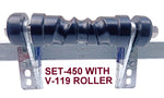 KEEL ROLLER POLYURATHANE + 6 HOLE BRACKET+ END CAPS +19MM HEX BOLT FOR BOAT TRAILER