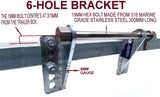 KEEL ROLLER POLYURATHANE + 6 HOLE BRACKET+ END CAPS +19MM HEX BOLT FOR BOAT TRAILER