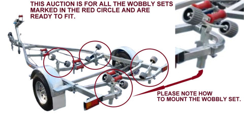 WOBBLY ROLLER ASSEMBLY X 4 -PENDULUM TYPE WITH ARM FOR BOAT TRAILERS