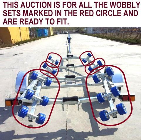 WOBBLY ROLLER SUPER HEAVY DUTY SET FOR BOAT TRAILER, 2 X SETS OF 3 & 4 SETS OF 2