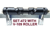 KEEL ROLLER WITH POLYURETHANE ROLLER AND 6-HOLE BRACKET + 2 X END CAP +19MM BOLT