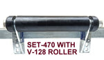 KEEL ROLLER WITH POLYURETHANE ROLLER AND 6-HOLE BRACKET + 2 X END CAP +19MM BOLT