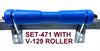 KEEL ROLLER WITH POLYURETHANE ROLLER AND 6-HOLE BRACKET + 2 X END CAP +19MM BOLT