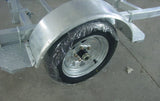MUDGUARD-GALVANISED STEEL FOR SINGLE AXLE + NON SKID STEP TO SUIT 13"& 14" WHEELS