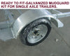 MUDGUARD-GALVANISED STEEL FOR SINGLE AXLE + NON SKID STEP TO SUIT 13"& 14" WHEELS