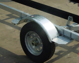 MUDGUARD-GALVANISED STEEL FOR SINGLE AXLE + NON SKID STEP TO SUIT 13"& 14" WHEELS