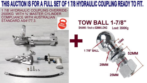 1 7/8’ HYDRAULIC COUPLING OVERRIDE- 2500KG  WITH AUSTRALIAN STANDARD AS4177.3