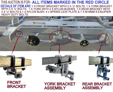 BOAT TRAILER DOUBLE AXLE EYE ROCKER TYPE 50MM SPRING LEAF HOT DIPPED MOUNTING ASSEMBLY KIT