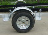 MUDGUARD-GALVANISED STEEL FOR SINGLE AXLE + NON SKID STEP TO SUIT 13"& 14" WHEELS