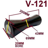 KEEL ROLLER- 200MM + 'C' BRACKET+ 2 X FULL COVER END CAPS +19MM HEX BOLT