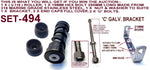 KEEL ROLLER- 200MM + 'C' BRACKET+ 2 X FULL COVER END CAPS +19MM HEX BOLT