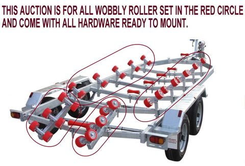 BOAT ROLLER SUPER HEAVY DUTY WOBBLY SETS FOR TRAILER-2 X SETS OF 3 + 10 X DUAL