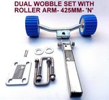 WOBBLY ROLLER SUPER HEAVY DUTY SETS FOR BOAT TRAILERS WITH BLUE WOBBLE ROLLERS.