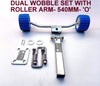 WOBBLY ROLLER SUPER HEAVY DUTY SETS FOR BOAT TRAILERS WITH BLUE WOBBLE ROLLERS.