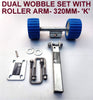 WOBBLY ROLLER SUPER HEAVY DUTY SETS FOR BOAT TRAILERS WITH BLUE WOBBLE ROLLERS.