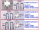 CLAMP PLATE FOR WOBBLY ROLLER SET WITH M12 'U' BOLTS TO CLAMP ANY BOX SIZE OF YOUR TRAILER.
