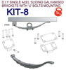 BOAT TRAILER FRONT & REAR LEAF SPRING SINGLE AXLE HANGER-1000 & 1500Kg CAPACITY