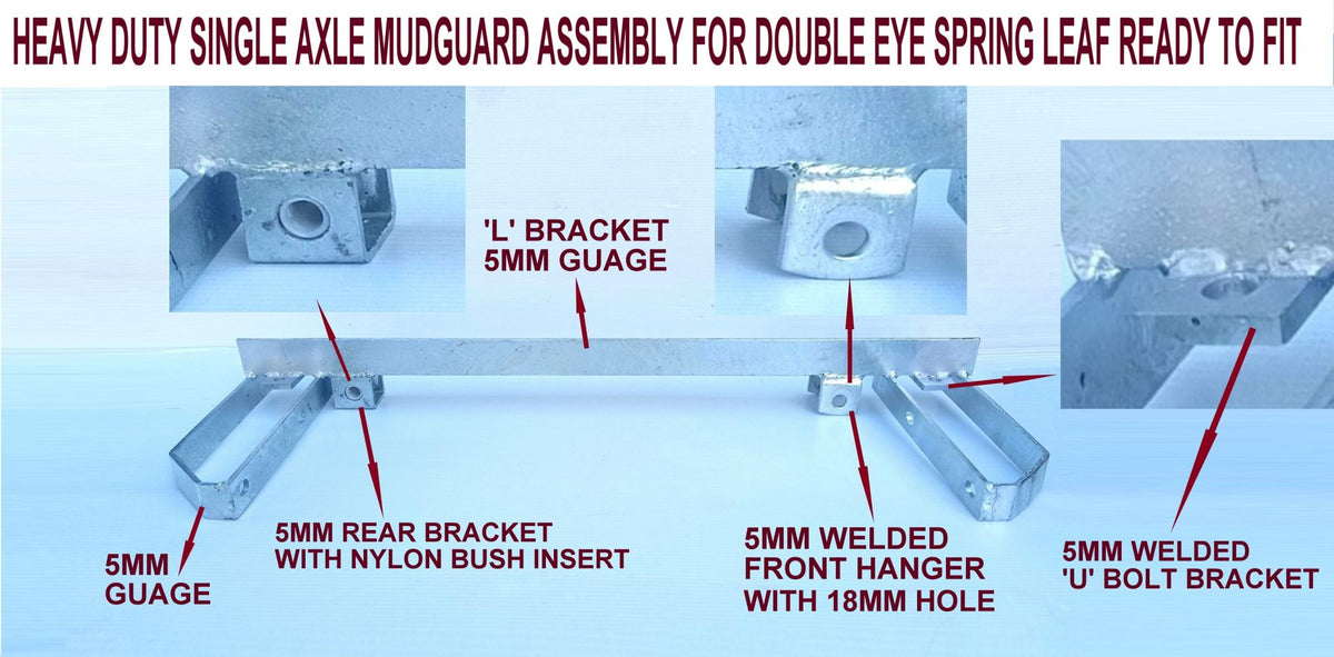 2 x COMPLET SETS FOR SINGLE AXLE HEAVY DUTY MUDGUARD ASSEMBLY FOR DOUB ...
