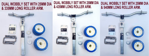 DUAL SUPER HEAVY-DUTY ASSEMBLY WITH BLUE WOBBLE ROLLER FOR BOAT TRAILERS