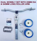 DUAL SUPER HEAVY-DUTY ASSEMBLY WITH BLUE WOBBLE ROLLER FOR BOAT TRAILERS