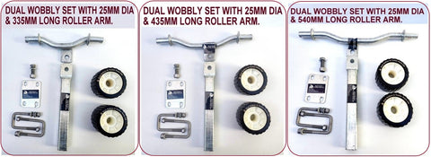 DUAL SUPER HEAVY-DUTY ASSEMBLY WITH BLACK WOBBLE ROLLER FOR BOAT TRAILERS