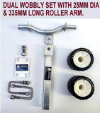 DUAL SUPER HEAVY-DUTY ASSEMBLY WITH BLACK WOBBLE ROLLER FOR BOAT TRAILERS