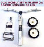 DUAL SUPER HEAVY-DUTY ASSEMBLY WITH BLACK WOBBLE ROLLER FOR BOAT TRAILERS