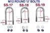 ROUND 'U' BOLTS- 'M12 X FULLY GALVANIZED FOR JET SKI & BOAT TRAILERS