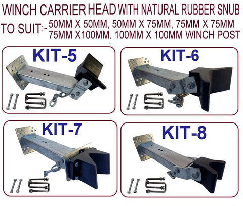 WINCH POST(70MM X 70MM) + CARRIER + WINCH(3000LBS) WITH NATURAL RUBBER SNUB