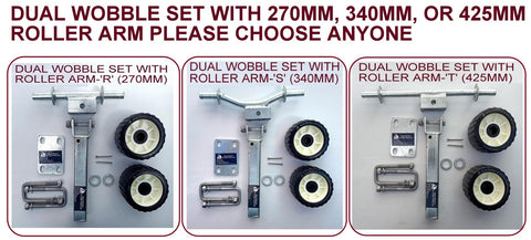 WOBBLE ROLLER DUAL  ASSEMBLY WITH BLACK WOBBLE ROLLER FOR BOAT TRAILERS